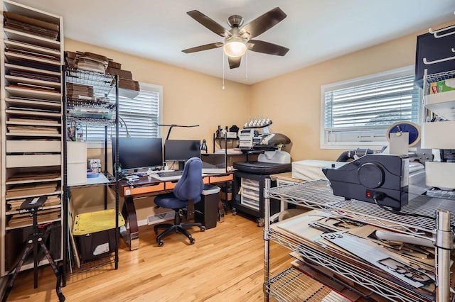 437 S Elmhurst Rd, Mount Prospect, IL 60056 - office space with healthy amount of natural light, ceiling fan, and wood finished floors