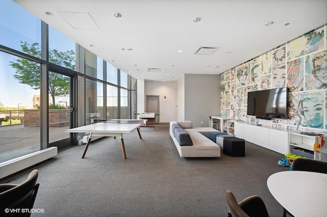 450 E Waterside Dr Unit 1606, Chicago, IL 60601 - playroom with a wall of windows, carpet flooring, and recessed lighting