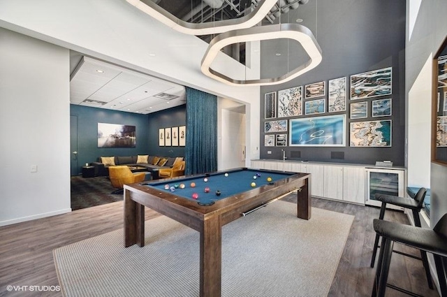 450 E Waterside Dr Unit 1606, Chicago, IL 60601 - recreation room featuring beverage cooler, wood finished floors, and pool table
