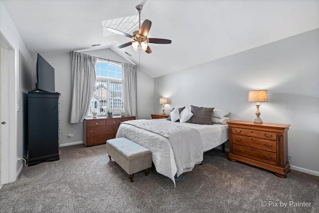 561 S Jade Ln Unit 1106, Round Lake, IL 60073 - bedroom with lofted ceiling, carpet flooring, and a ceiling fan