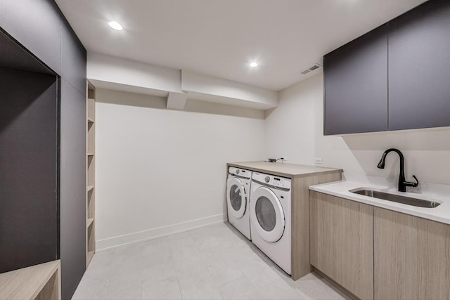 5830 Brookbank Rd, Downers Grove, IL 60516 - laundry area with washer and dryer, cabinet space, and recessed lighting