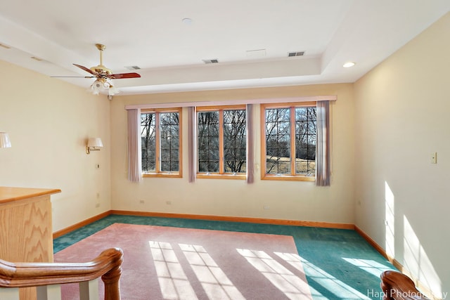 74 Dundee Ln, Barrington Hills, IL 60010 - carpeted empty room with healthy amount of natural light, a ceiling fan, and recessed lighting