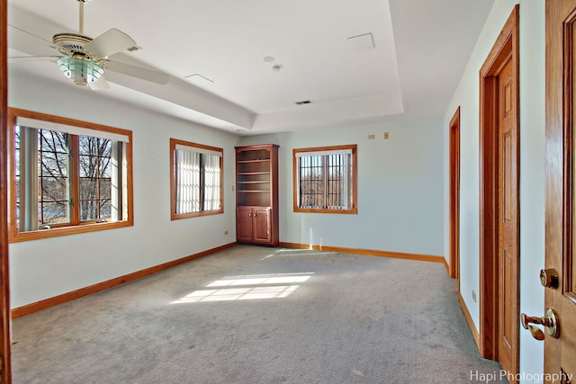 74 Dundee Ln, Barrington Hills, IL 60010 - unfurnished bedroom with light carpet, a raised ceiling, and multiple windows