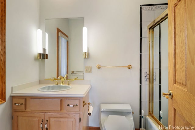 74 Dundee Ln, Barrington Hills, IL 60010 - bathroom featuring vanity and shower / bath combination with glass door
