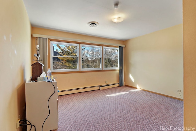 74 Dundee Ln, Barrington Hills, IL 60010 - empty room featuring a baseboard radiator, carpet, and a smoke detector