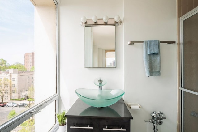 1450 E 55th Pl Unit 630S, Chicago, IL 60637 - full bathroom with an enclosed shower, vanity, and healthy amount of natural light