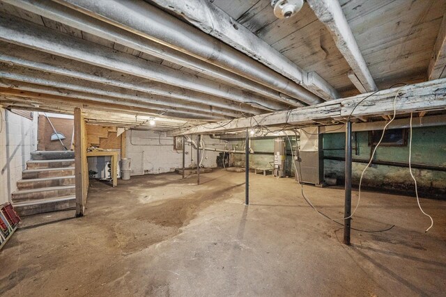 2133 Luther Ave, Lockport, IL 60441 - unfinished below grade area with water heater and stairway