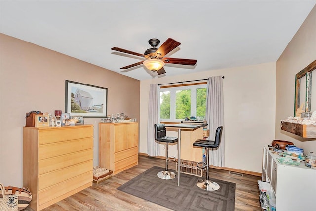18905 Meadowview Dr, Mokena, IL 60448 - dining area featuring ceiling fan and wood finished floors