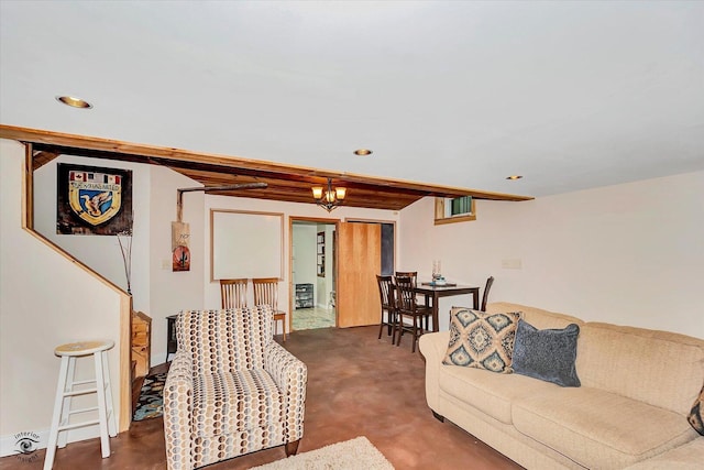 18905 Meadowview Dr, Mokena, IL 60448 - carpeted living room with a chandelier and recessed lighting