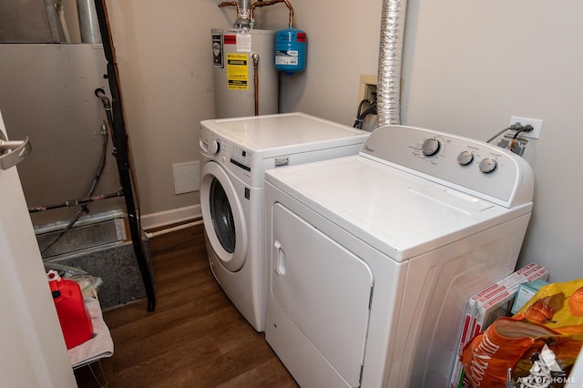 257 Coventry Cir Unit 136, Vernon Hills, IL 60061 - laundry room with washing machine and clothes dryer, wood finished floors, and water heater