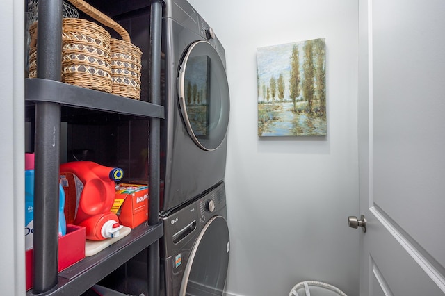 1815 Evergreen Ave, Hanover Park, IL 60133 - laundry area with stacked washer / drying machine