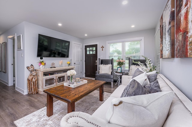 1815 Evergreen Ave, Hanover Park, IL 60133 - living room featuring wood finished floors and recessed lighting