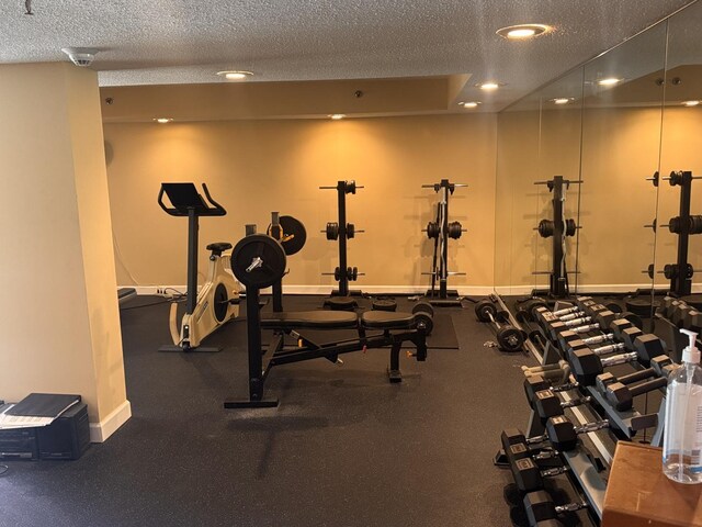 470 Fawell Blvd Unit 411, Glen Ellyn, IL 60137 - exercise room with a textured ceiling and recessed lighting