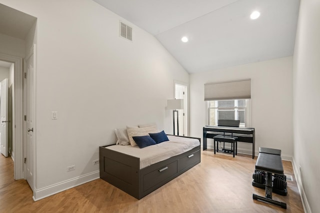 1225 N Paulina St Unit 3S, Chicago, IL 60622 - bedroom featuring light wood finished floors, recessed lighting, and high vaulted ceiling