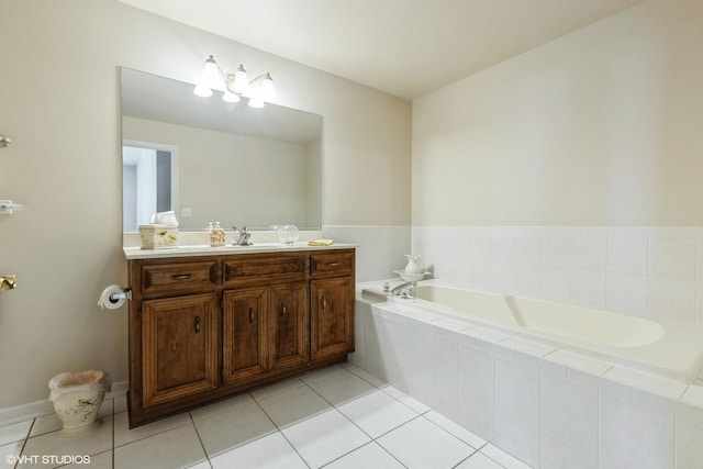 6433 Pine Cone Dr Unit 1, Tinley Park, IL 60477 - full bath featuring vanity, a bath, and tile patterned flooring