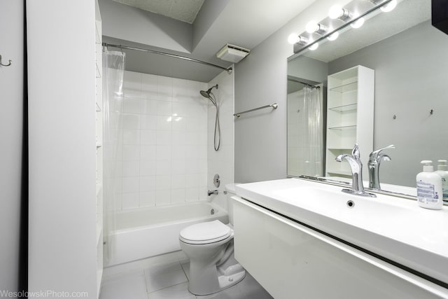6211 Lincoln Ave Unit 402, Morton Grove, IL 60053 - full bathroom featuring vanity, shower / tub combo with curtain, and tile patterned floors