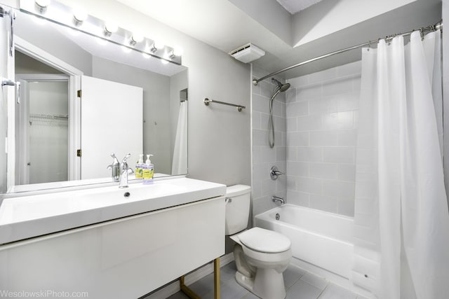 6211 Lincoln Ave Unit 402, Morton Grove, IL 60053 - bathroom featuring shower / bath combination with curtain, vanity, and tile patterned flooring
