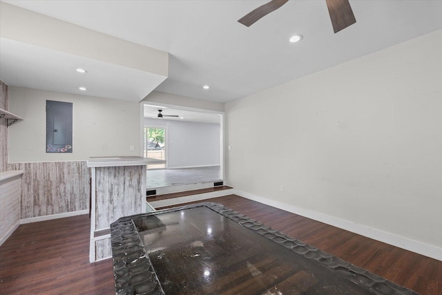 410 N 4th St, Saint Joseph, IL 61873 - unfurnished room with ceiling fan, electric panel, wood finished floors, and recessed lighting