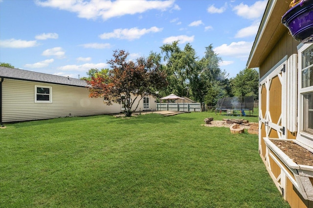 410 N 4th St, Saint Joseph, IL 61873 - fenced backyard featuring a trampoline