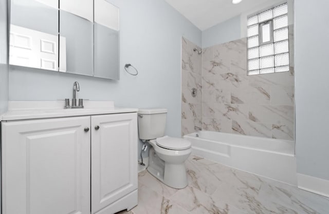 4329 S Wood St, Chicago, IL 60609 - bathroom featuring vanity, shower / washtub combination, and marble finish flooring