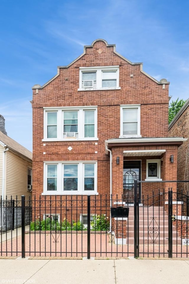 4330 S Talman Ave, Chicago, IL 60632 - view of front of home with brick siding, a fenced front yard, a gate, and cooling unit