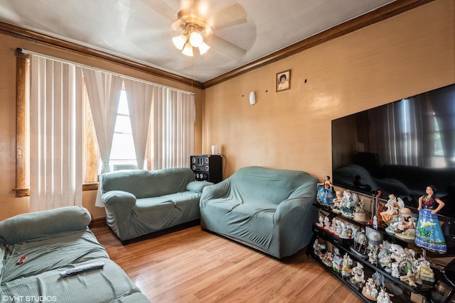4330 S Talman Ave, Chicago, IL 60632 - living room with ceiling fan, wood finished floors, and crown molding