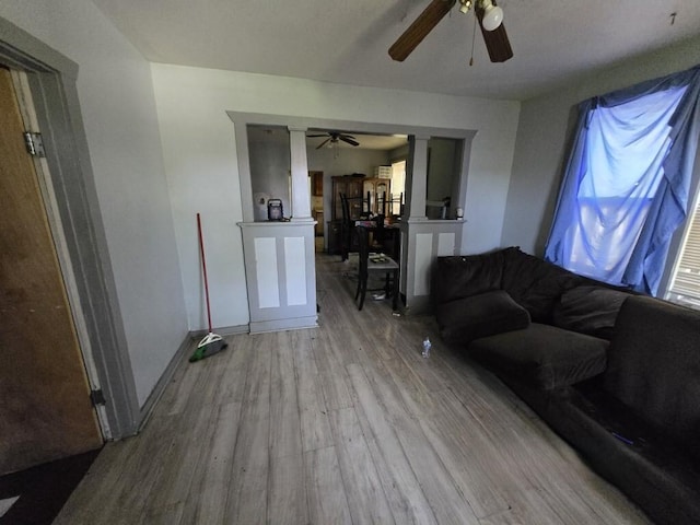 630 Belle Ct, Phoenix, IL 60426 - living room featuring ceiling fan and wood finished floors