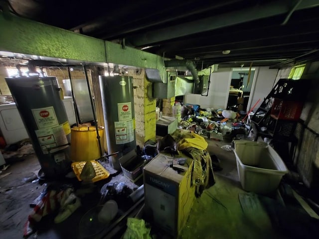630 Belle Ct, Phoenix, IL 60426 - unfinished below grade area with gas water heater and washer / clothes dryer