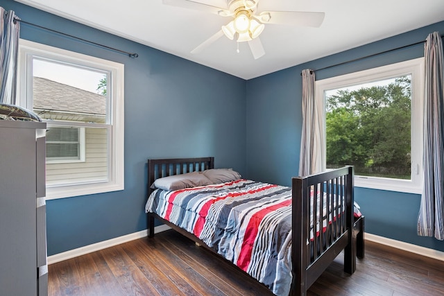 492 Winthrop Ave, Glendale Heights, IL 60139 - bedroom with multiple windows, wood-type flooring, and ceiling fan