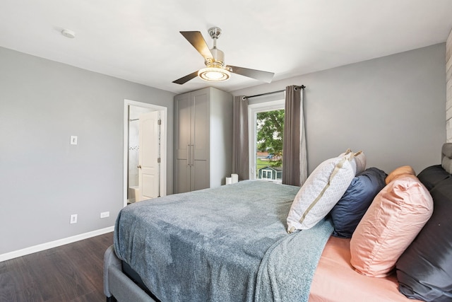 492 Winthrop Ave, Glendale Heights, IL 60139 - bedroom featuring dark wood-type flooring, a ceiling fan, and ensuite bath