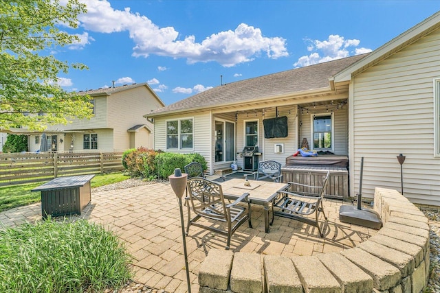 4006 Tallgrass Dr, Champaign, IL 61822 - view of patio / terrace featuring a hot tub, area for grilling, and outdoor dining area