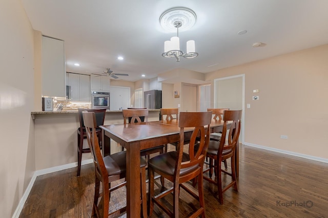 1812 S State St Unit 28, Chicago, IL 60616 - dining space with dark wood-style floors, recessed lighting, a chandelier, and ceiling fan