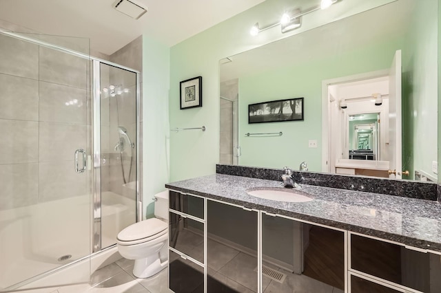37 White Birch Ln, Westmont, IL 60559 - bathroom with tile patterned flooring, a stall shower, and vanity
