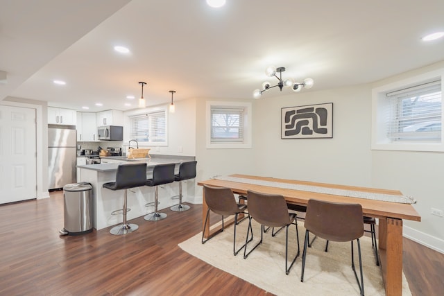 5901 N Navarre Ave, Chicago, IL 60631 - dining area featuring dark wood finished floors and recessed lighting