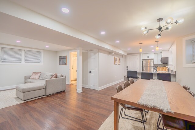5901 N Navarre Ave, Chicago, IL 60631 - dining area with dark wood-type flooring and recessed lighting