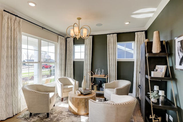 16642 S Sun Meadow Dr, Lockport, IL 60441 - sitting room with a chandelier and wood finished floors