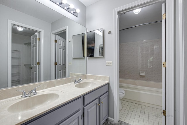 13 Willow Pkwy, Buffalo Grove, IL 60089 - full bathroom with double vanity, tile patterned flooring, and shower / bath combination
