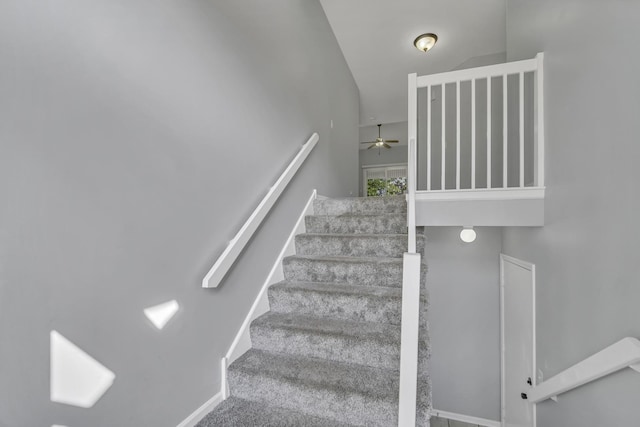 13 Willow Pkwy, Buffalo Grove, IL 60089 - stairway featuring ceiling fan and baseboards