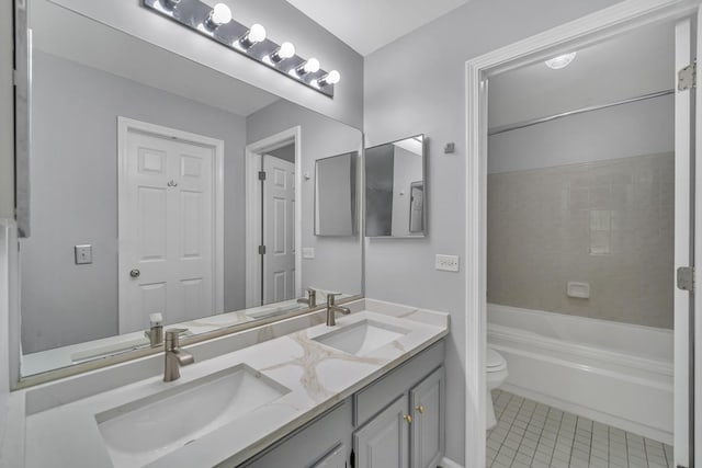 13 Willow Pkwy, Buffalo Grove, IL 60089 - bathroom featuring tile patterned flooring, double vanity, and shower / bathtub combination