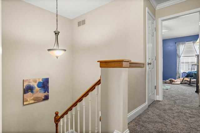 1201 Riviera Dr, Bloomington, IL 61701 - corridor featuring carpet flooring and an upstairs landing