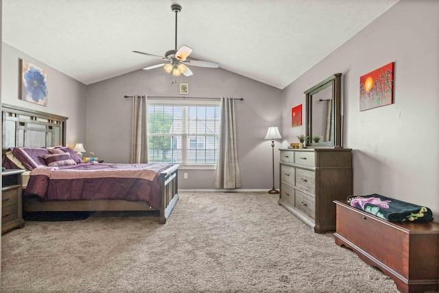 1201 Riviera Dr, Bloomington, IL 61701 - bedroom with light carpet, lofted ceiling, ceiling fan, and a textured ceiling