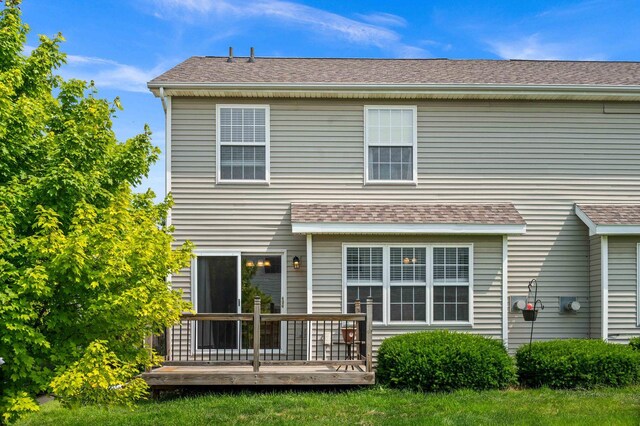 1201 Riviera Dr, Bloomington, IL 61701 - rear view of property featuring a deck and a shingled roof