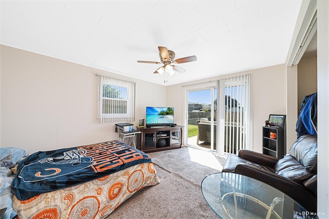 4209 SW Hwy Unit 4209, Hometown, IL 60456 - bedroom featuring carpet floors, access to exterior, and a ceiling fan