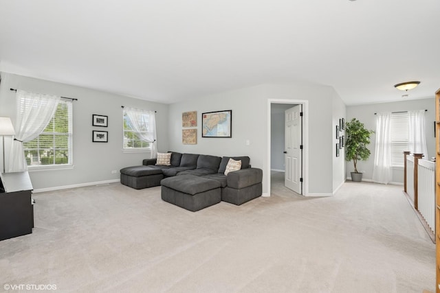 2714 Arbor Dr, Mchenry, IL 60050 - living room featuring light carpet and lofted ceiling