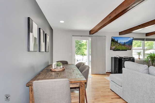235 Fox Trail Ct, Bourbonnais, IL 60914 - dining room featuring healthy amount of natural light, light wood-type flooring, beamed ceiling, and recessed lighting