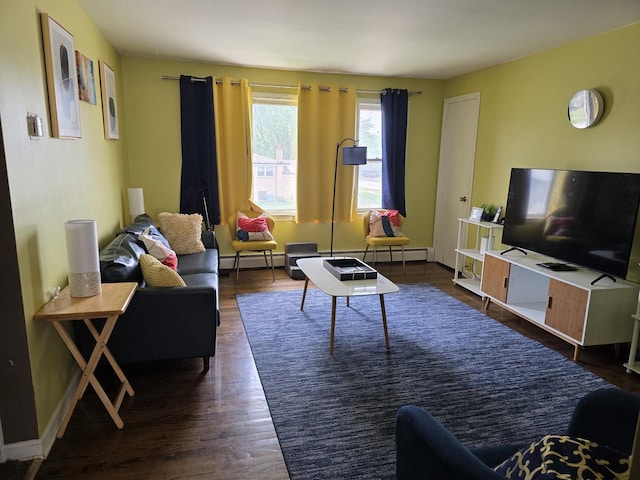 3641 W 120th St, Alsip, IL 60803 - living room with dark wood-type flooring and a baseboard radiator
