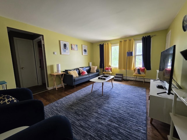 3641 W 120th St, Alsip, IL 60803 - living room featuring wood finished floors and a baseboard radiator