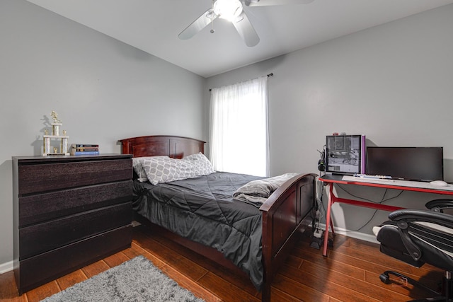 202 Dallas Dr, Bartlett, IL 60103 - bedroom with hardwood / wood-style flooring, a desk, and ceiling fan
