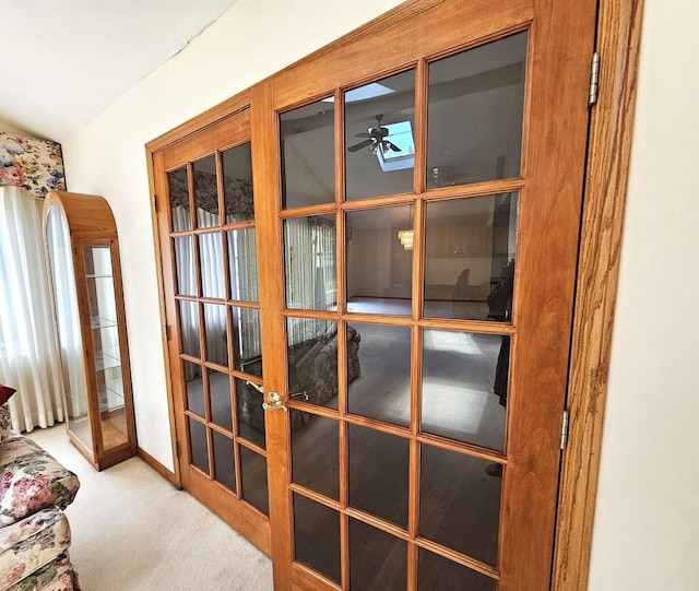 9616 Zimmer Dr, Algonquin, IL 60102 - detailed view of french doors, carpet, and ceiling fan