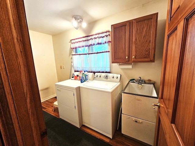 9616 Zimmer Dr, Algonquin, IL 60102 - washroom with cabinet space, independent washer and dryer, and dark wood-type flooring